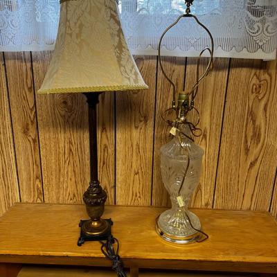 Lamps: Glass & Resin Antique Finish, (2) 