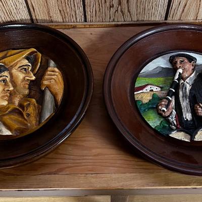 2 Carved Wall Plaques 