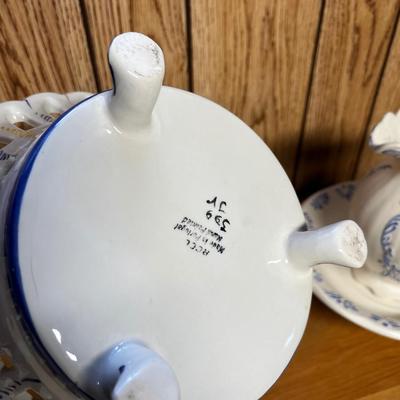 Blue & White Ceramic Bowls and A Pitcher
