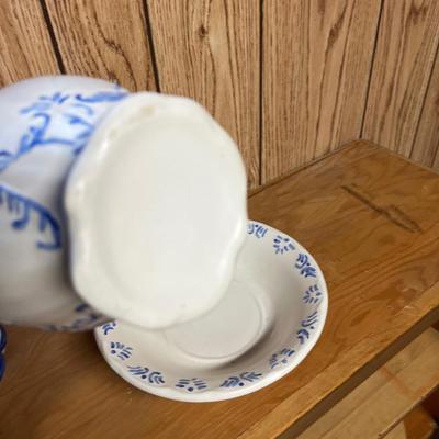 Blue & White Ceramic Bowls and A Pitcher