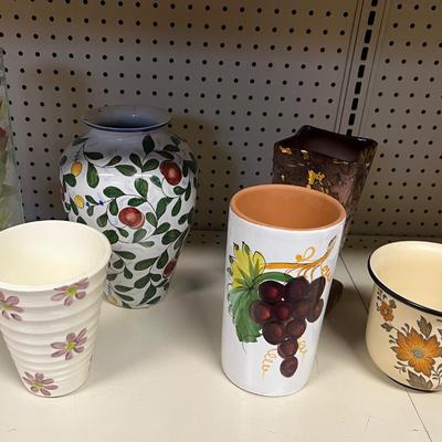 Vases Grouping 5 plus a musical Rose