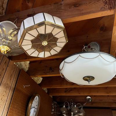 3 Hanging Fixtures - 1 is Slag Glass