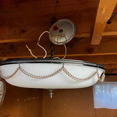 3 Hanging Fixtures - 1 is Slag Glass