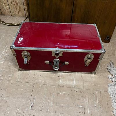 Red Trunk Complete with Christmas Lines and Plug Bars for Xmas Lights