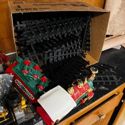 A large of Christmas Trains and Track - Several Engines 