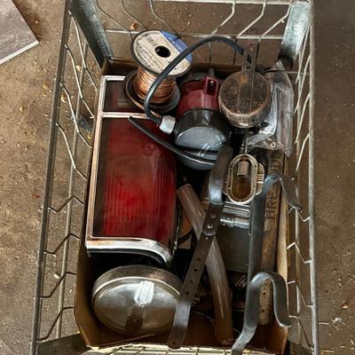 G Wire Crate Full of Car Parts 