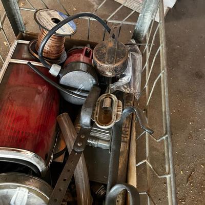 G Wire Crate Full of Car Parts 