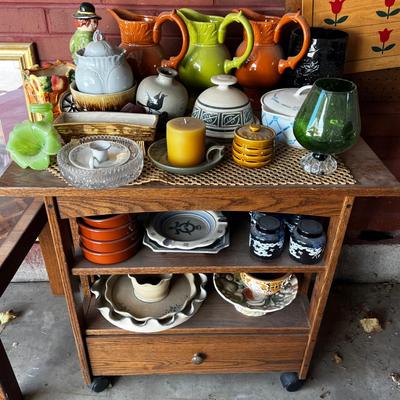 G All the Ceramic & Glass Plus  Rolling Cabinet with Drawer BOTH Lots one money . 
