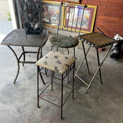 G Lot of Metal Stools and Tables 