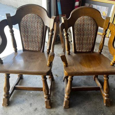 G 2 Heavy Wood Chairs Fruit Wood Captains Chairs