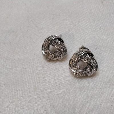 Vintage Diamond Love Knot 925 Earrings