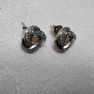 Vintage Diamond Love Knot 925 Earrings