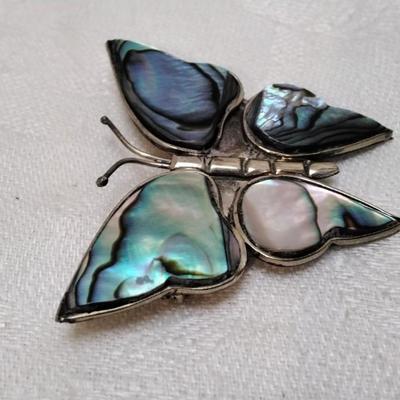 Vintage Abalone Alpaca Brooch