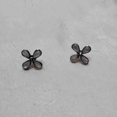 Vintage Mother of Pearl and Marcasite 925 Earrings
