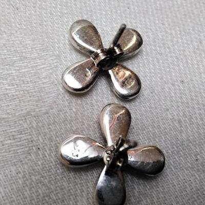Vintage Mother of Pearl and Marcasite 925 Earrings