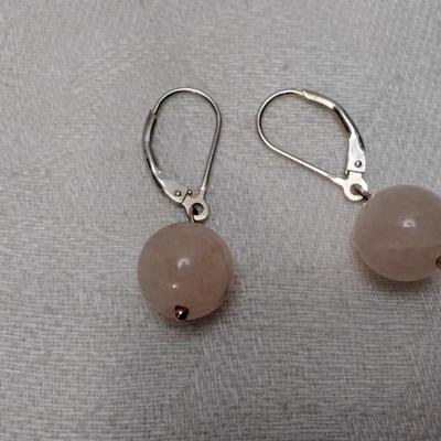 New Old Stock Rose Quartz 925 Earrings