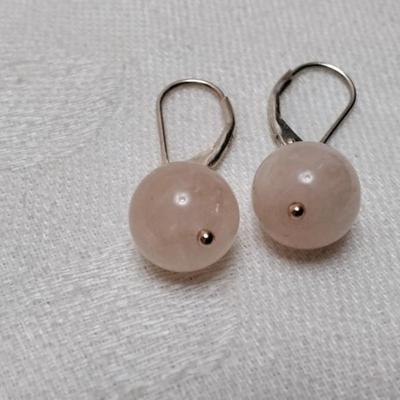 New Old Stock Rose Quartz 925 Earrings