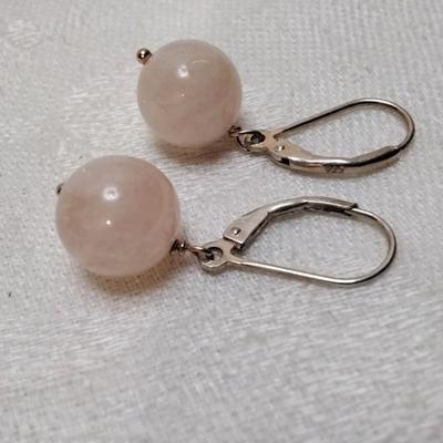 New Old Stock Rose Quartz 925 Earrings