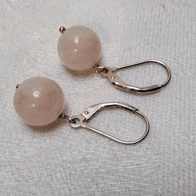 New Old Stock Rose Quartz 925 Earrings