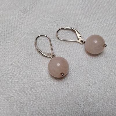 New Old Stock Rose Quartz 925 Earrings