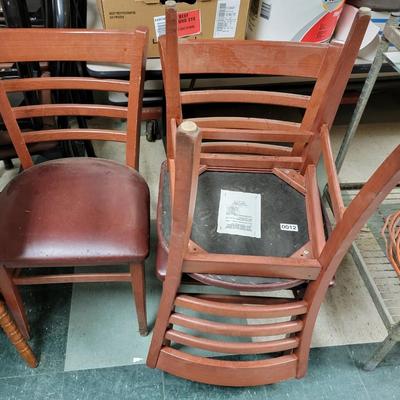 3 Wood chairs with cushions