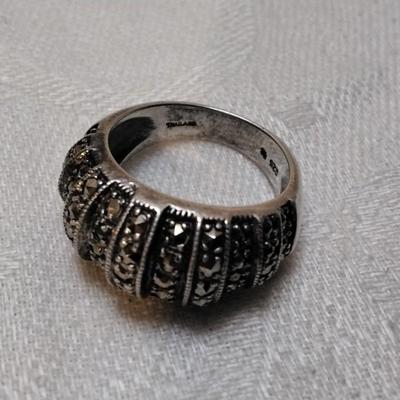 Antique Marcasite Dome 925 Ring Size 6