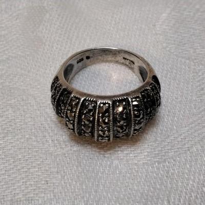 Antique Marcasite Dome 925 Ring Size 6