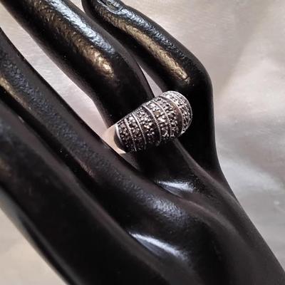 Antique Marcasite Dome 925 Ring Size 6