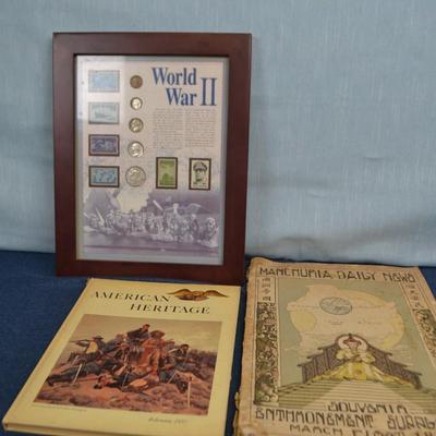 LOT 340 WORLD WAR II STAMP AND COIN SET AND BOOKS