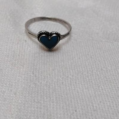 Vintage Turquoise Heart 925 Ring Size 8