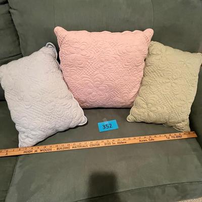 Lot of 3 Throw Pillows Quilted