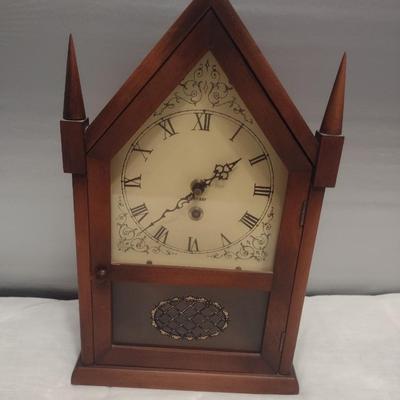 Vintage German Eight-Day Steeple Mantle Clock with Key Possible Three Mountaineers
