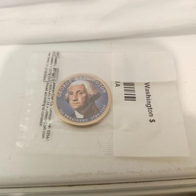 Colorized washington $1 coin