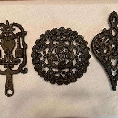 3 Cast Iron Footed Trivets