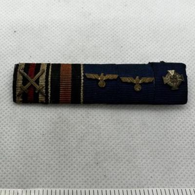 German WWII Medals, Awards, and Pins - German Ribbon Bar with Medals