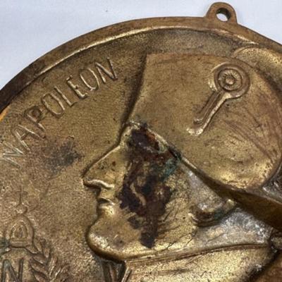19th Century Napoleon Medallion in Gilt Bronze