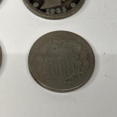 Lot of 4 x Antique Nickels 1902,1903,1905, 1872