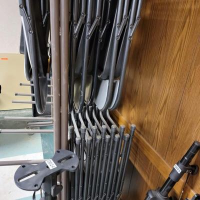 Metal Chair Stacker roller with all metal chairs on roller