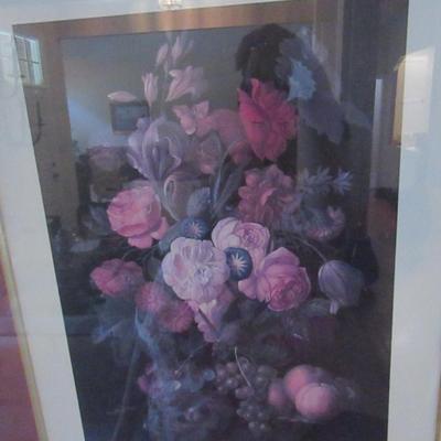 Pair of Floral Design Prints Framed Under Glass (DR)