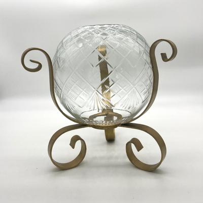 Cut Crystal & Brass Candelabra