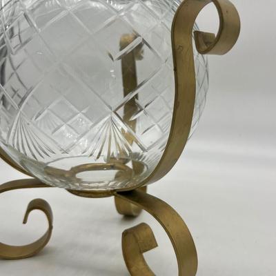 Cut Crystal & Brass Candelabra