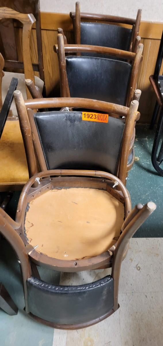 6 wood chairs with padded seats