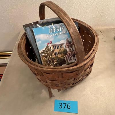 Vintage basket w/ magazines