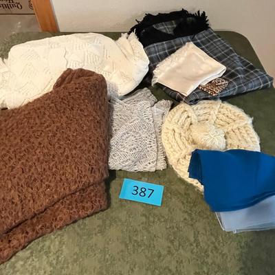 Lot of scarves, hats & other