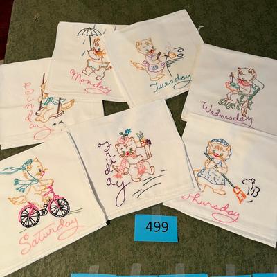 Tea Towels Embroidered Kitty