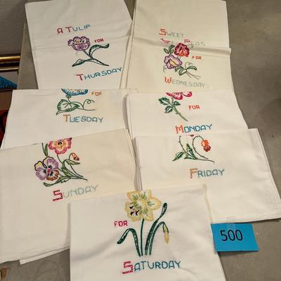 Tea Towels Embroidered Flowers!