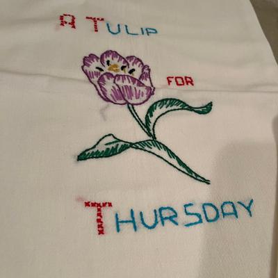 Tea Towels Embroidered Flowers!