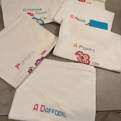 Tea Towels Embroidered Flowers!