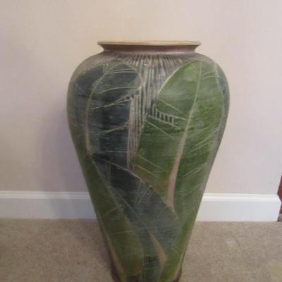 Pottery Floor Vase- Leaf Design- Pier 1 Imports- Nearly 24