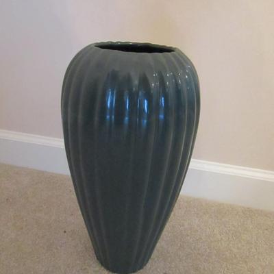 Glazed Ceramic Vase Ribbed Design- Approx 15